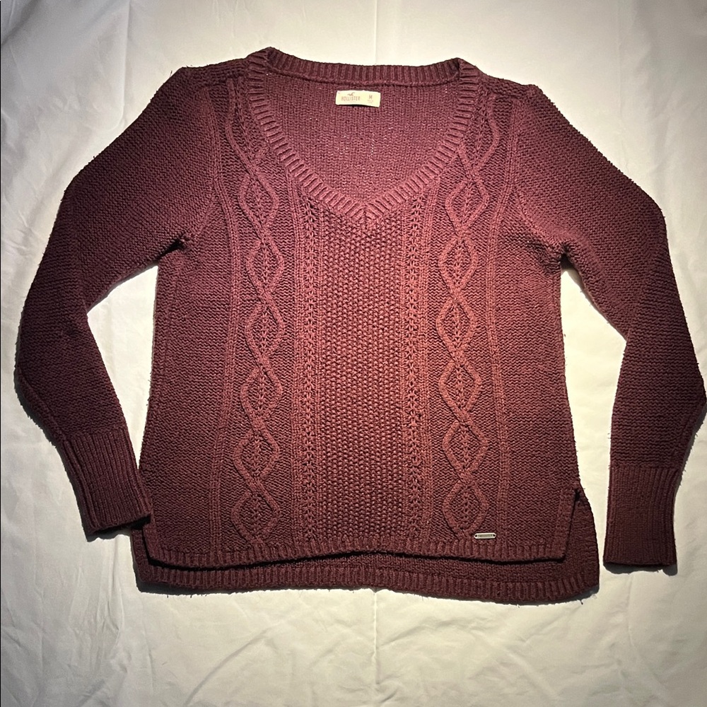 Hollister V-Neck Sweater - Rich Maroon